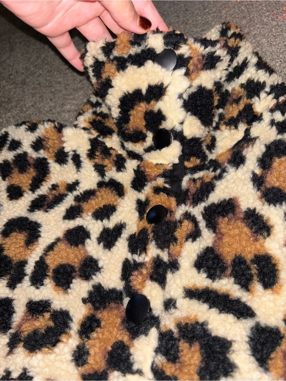 J. Crew Vintage Fleece Leopard  Cheetah Teddy Sherpa Jacket in Brown and Black - Picture 5 of 11
